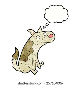 cartoon sitting dog with thought bubble