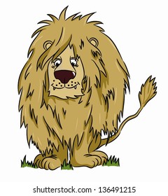 Cartoon sitting lion (vector)