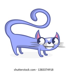 Cartoon sitting tabby cat. Vector illustration