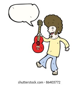 cartoon sixties musician with guitar
