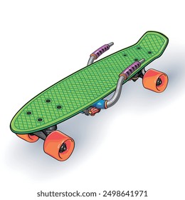 Cartoon skate. Vector skateboard. Bright children's transport, print