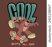 Cartoon skateboarder bear vector illustration