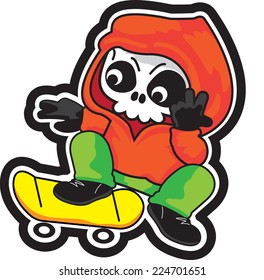 Cartoon skateboarding.
