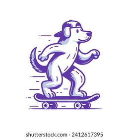 Cartoon Skateboarding Dog in a Cap