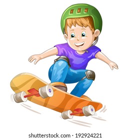 Cartoon skater boy flying through the air