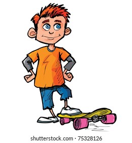 Cartoon of skater boy isolated on white
