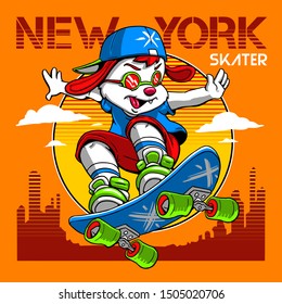 cartoon skater dog character design illustration tee shirt wallpaper textile logo graphic print