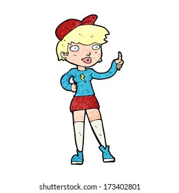 cartoon skater girl giving thumbs up symbol