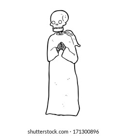 cartoon skeleton in black robe