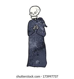 cartoon skeleton in black robe