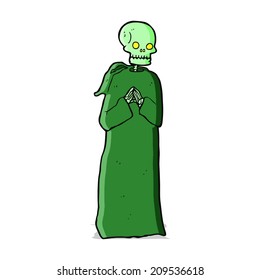 cartoon skeleton in black robe