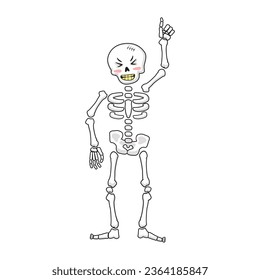 Cartoon skeleton giving a thumbs up. Vector Illustration for halloween.