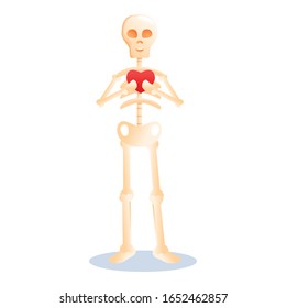  cartoon of skeleton keep heart vector icon for web design isolated on white background