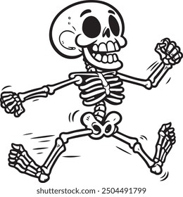 Cartoon Skeleton outlined for coloring book isolated on a white background