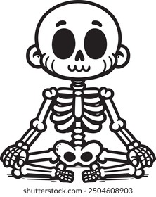 Cartoon Skeleton outlined for coloring book isolated on a white background