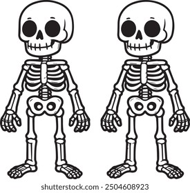 Cartoon Skeleton outlined for coloring book isolated on a white background