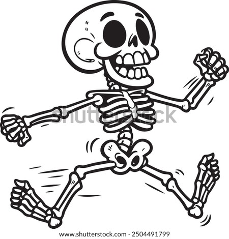 Cartoon Skeleton outlined for coloring book isolated on a white background