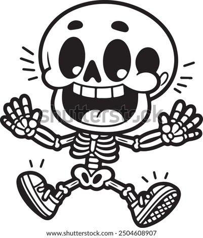 Cartoon Skeleton outlined for coloring book isolated on a white background