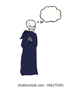 esqueleto de caricatura en bata