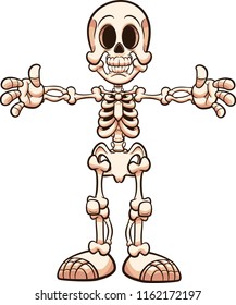 Cartoon skeleton with separate parts. Vector clip art illustration with simple gradients. Some elements on separate layers. 
