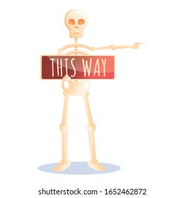  Cartoon of skeleton show this way vector icon for web design isolated on white background