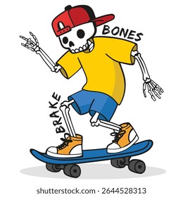 Cartoon Skeleton Skater Boy Vector Graphic