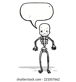 esqueleto de caricatura con burbuja de habla