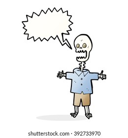 esqueleto de caricatura con burbuja de habla