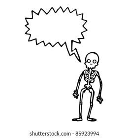 Cartoon-Skelett mit Sprachblase