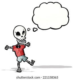 cartoon skeleton with thought bubble