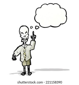 cartoon skeleton with thought bubble