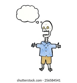 cartoon skeleton with thought bubble