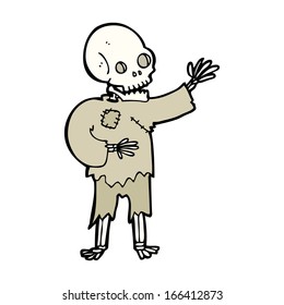 cartoon skeleton waving