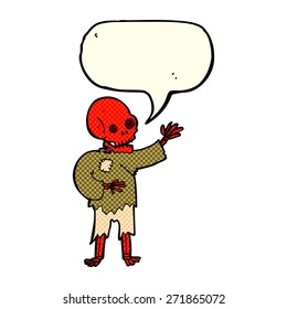 Cartoon-Skelett mit Sprachblase