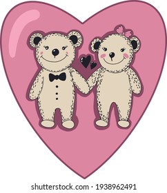 Сute cartoon sketch bears. Vector illustration.