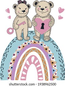 Сute cartoon sketch bears. Vector illustration.
