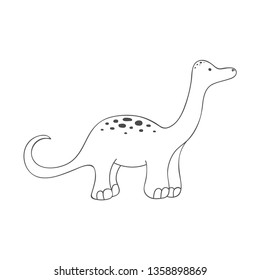 Cartoon sketch dinosaur on a white background. Vector illustration.