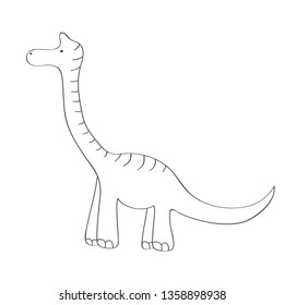 Cartoon sketch dinosaur on a white background. Vector illustration.