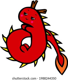  Cartoon Sketch. Dragon with transparent background 