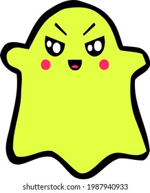  Cartoon Sketch. Ghost with transparent background 