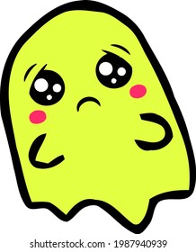  Cartoon Sketch. Ghost with transparent background 