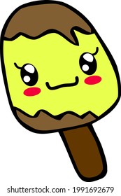 Cartoon Sketch Ice Cream with transparent background 