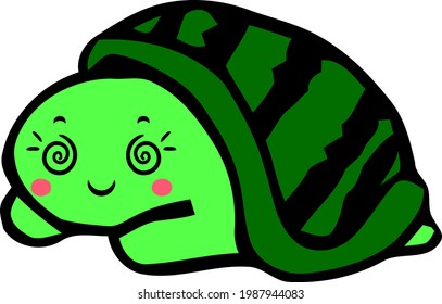 Cartoon Sketch. turtle with transparent background 