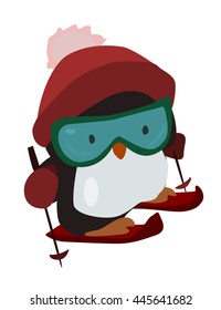 Cartoon Skiing Penguin