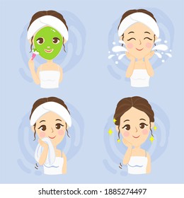 
 cartoon skin care woman vector
