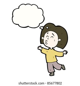 cartoon skipping happy person