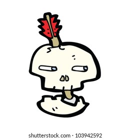cartoon skull with arrow