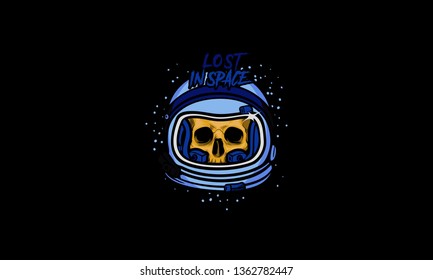 Cartoon Skull Astronaut Vector Illustration