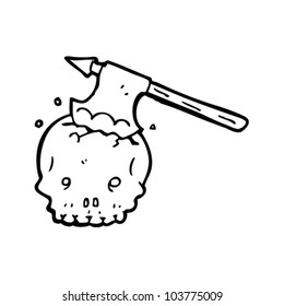 cartoon skull with axe