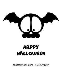 Cartoon skull with bat wings for Halloween holiday. Vector  